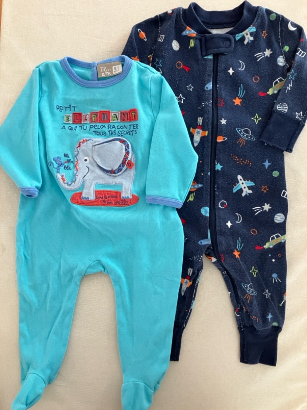 Hanna Andersson & DPAM 6m Footed & Footless Romper Set - Aqua & Navy Space